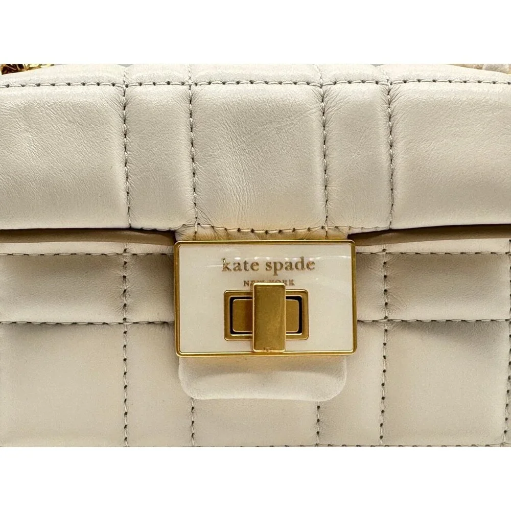 KATE SPADE NY Evelyn quilted leather mini shoulder crossbody + Dust bag IVORY